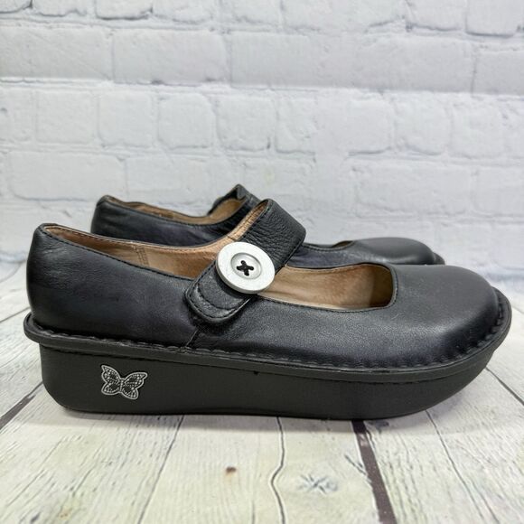 Alegria Mary Jane Women Size 8.5-9 US 38 EU Black Leather Comfort Clog Shoes - Picture 1 of 10